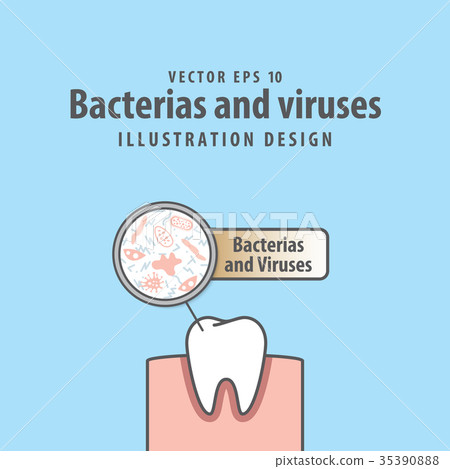 Bacterias and viruses with single white tooth 35390888