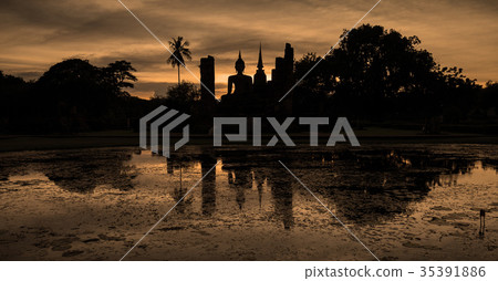 Thailand Sukhothai ruins and sunset Thailand Sukhothai ruins and sunset 35391886
