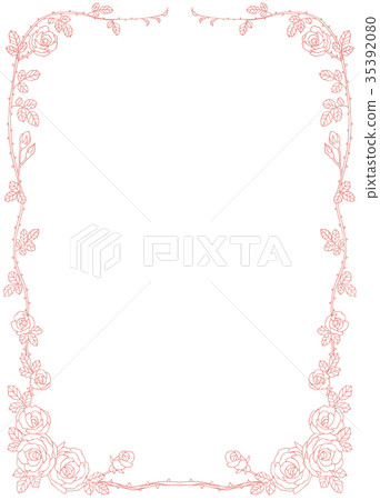 Illustration frame of a rose drawn with a ballpoint pen 35392080