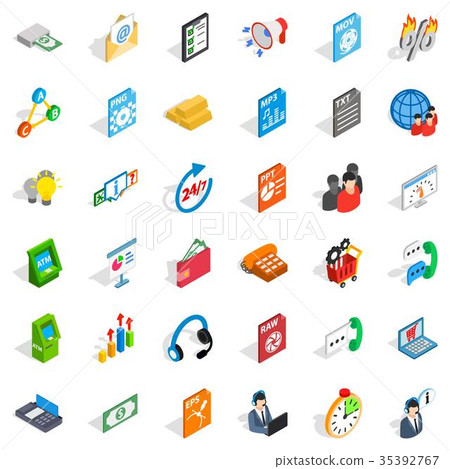 Business statistics icons set, isometric style Business statistics icons set, isometric style 35392767