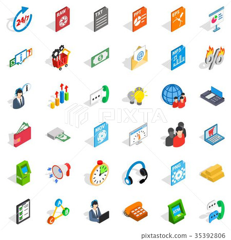 Business icons set, isometric style Business icons set, isometric style 35392806