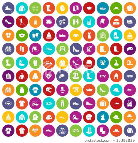 100 clothing and accessories icons set color 100 clothing and accessories icons set color 35392839