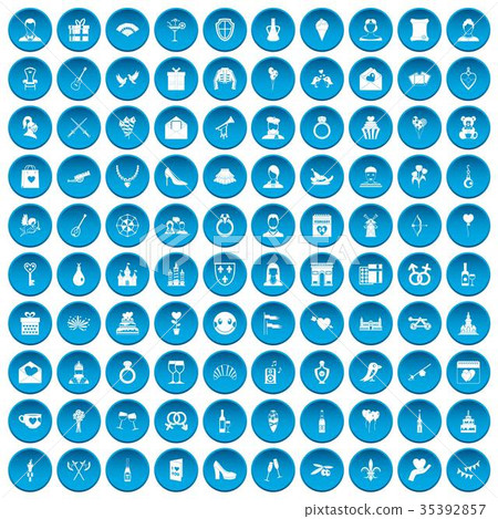 100 valentine day icons set blue 100 valentine day icons set blue 35392857