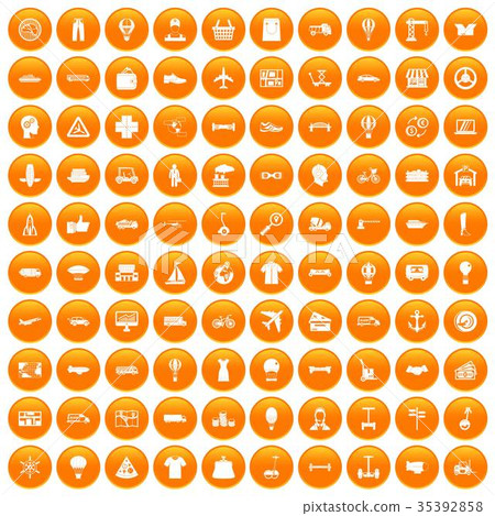 100 logistics icons set orange 100 logistics icons set orange 35392858