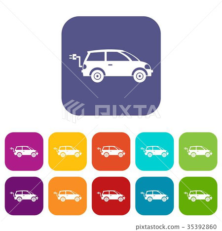 Electric car icons set Electric car icons set 35392860