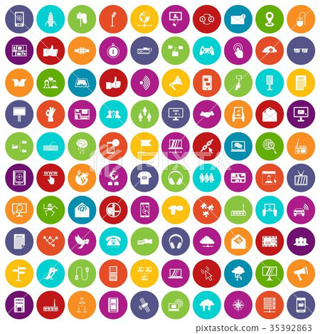 100 communication icons set color 100 communication icons set color 35392863