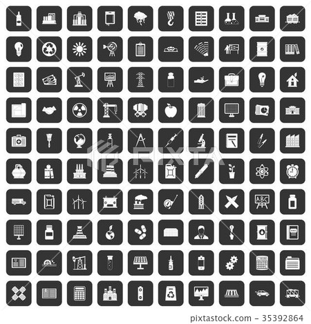 100 company icons set black 35392864