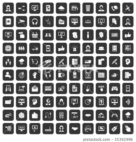 100 contact us icons set black 35392996