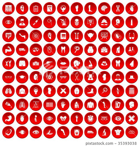 100 anatomy icons set red 35393038
