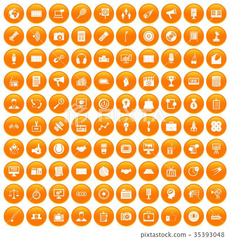 100 media icons set orange 35393048