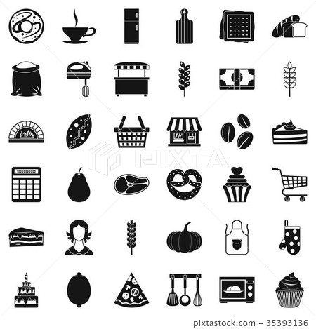 Cook icons set, simple style 35393136