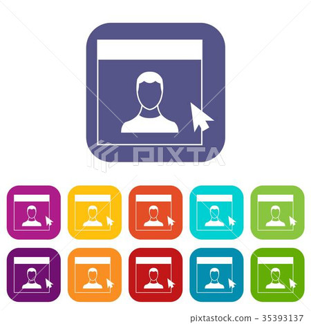 Cursor point man on monitor icons set Cursor point man on monitor icons set 35393137