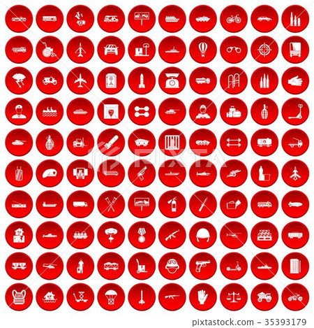 100 burden icons set red 35393179