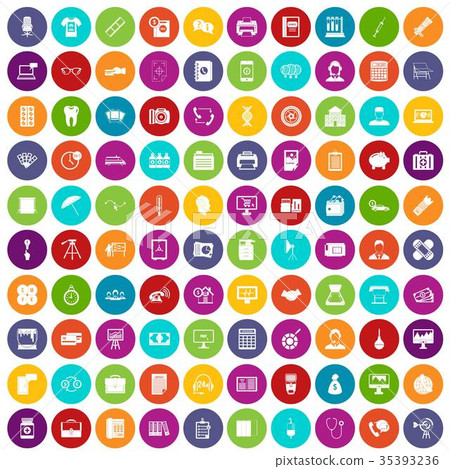 100 department icons set color 35393236