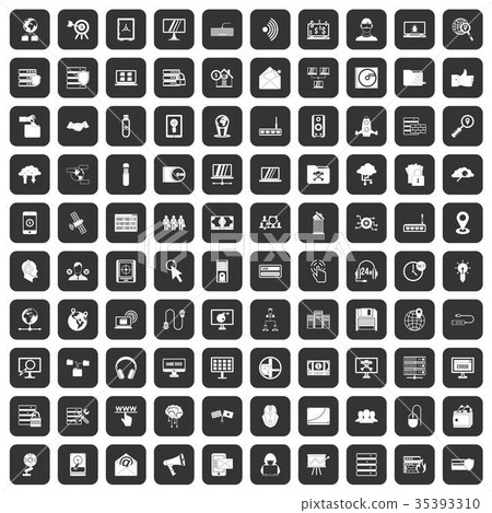 100 cyber security icons set black 35393310