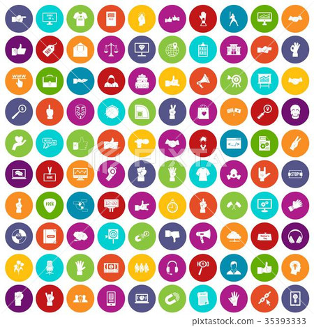 100 different gestures icons set color 100 different gestures icons set color 35393333