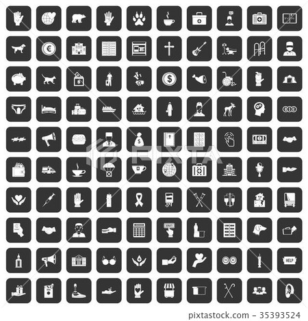 100 donation icons set black 100 donation icons set black 35393524