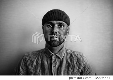 Black and white portrait of a sad man Black and white portrait of a sad man 35393555