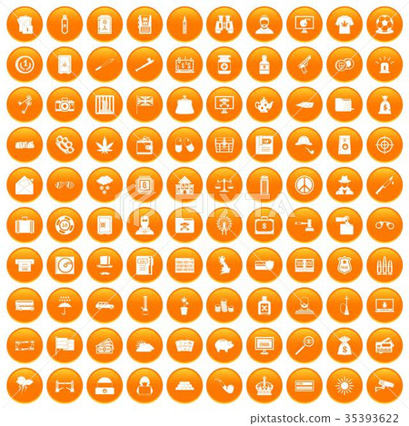 100 police icons set orange 100 police icons set orange 35393622
