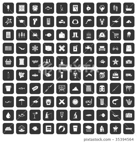 100 fish icons set black 35394564