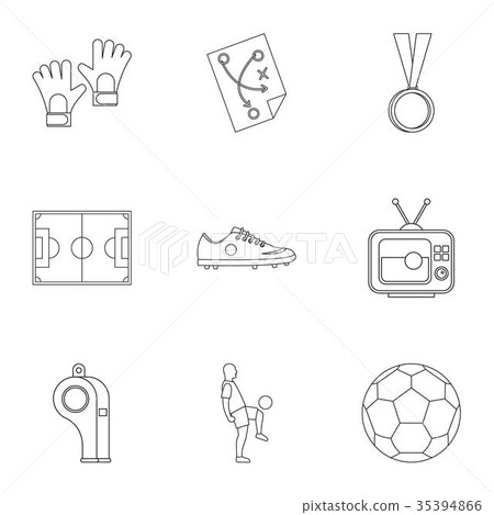 Football things icons set, outline style Football things icons set, outline style 35394866