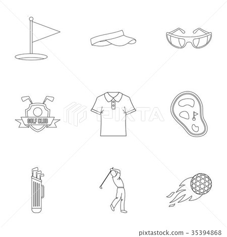 Golf market icons set, outline style Golf market icons set, outline style 35394868