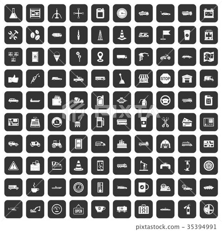 100 gas station icons set black 35394991