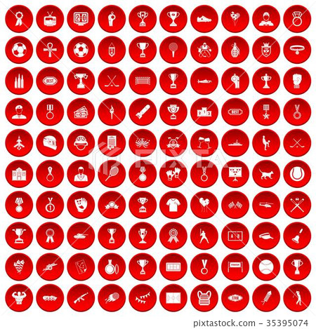 100 medal icons set red 100 medal icons set red 35395074