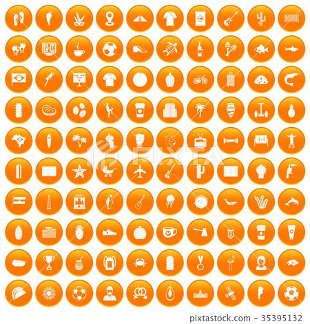 100 South America icons set orange 100 South America icons set orange 35395132