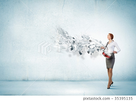 Businesswoman playing drums Businesswoman playing drums 35395135