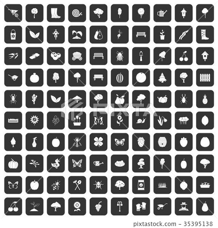 100 gardening icons set black 100 gardening icons set black 35395138