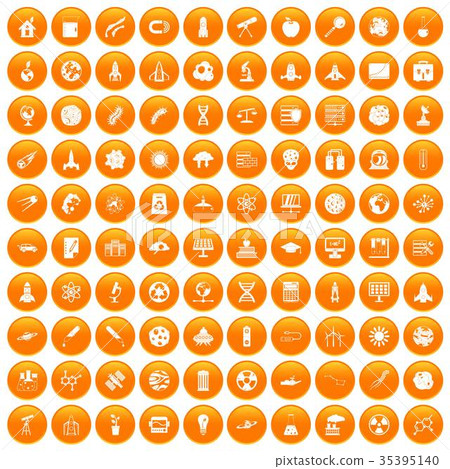 100 space icons set orange 100 space icons set orange 35395140