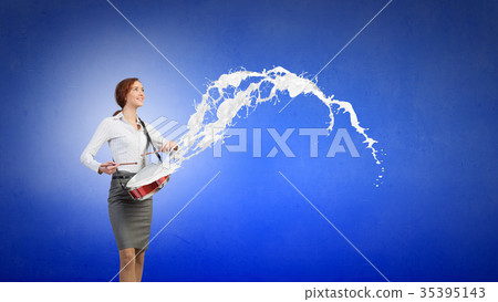 Businesswoman playing drums 35395143
