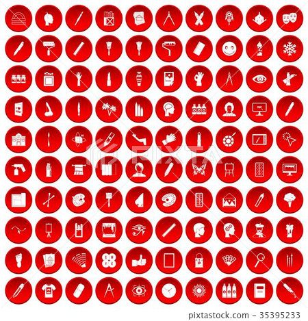 100 paint icons set red 35395233