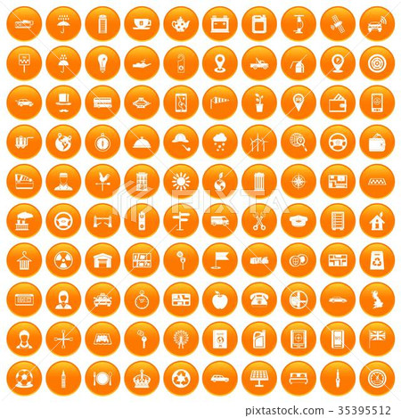 100 taxi icons set orange 35395512