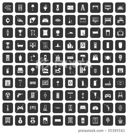 100 home icons set black 100 home icons set black 35395581