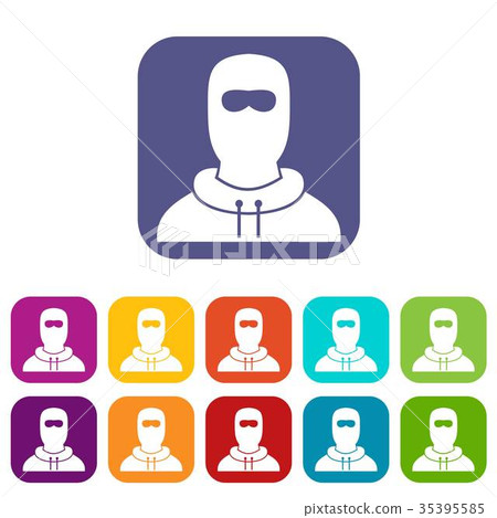 Man in balaclava icons set Man in balaclava icons set 35395585