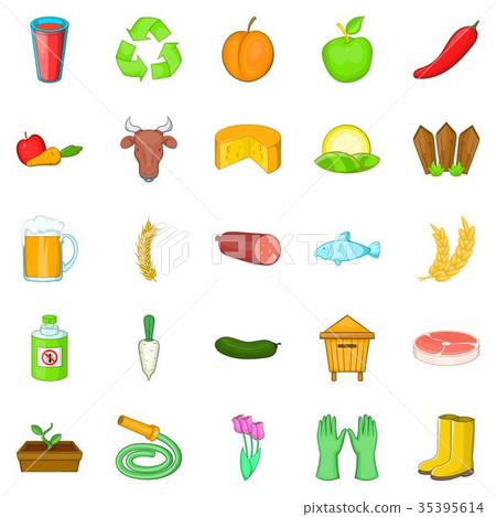 Slaughterhouse icons set, cartoon style 35395614