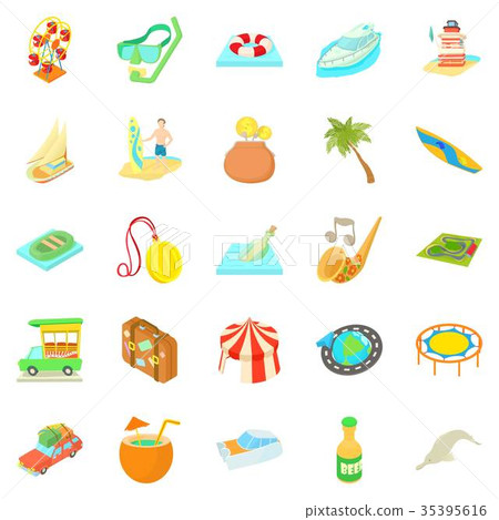 Adventure icons set, cartoon style 35395616