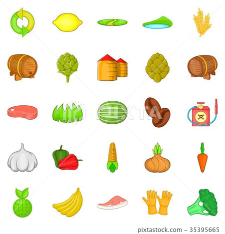 Vegan icons set, cartoon style 35395665