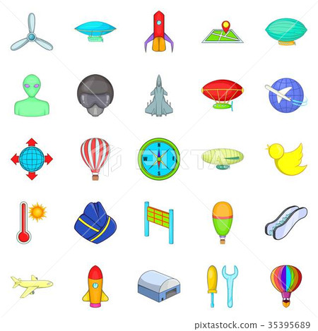 Space flight icons set, cartoon style Space flight icons set, cartoon style 35395689