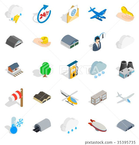 Airliner flight icons set, isometric style Airliner flight icons set, isometric style 35395735