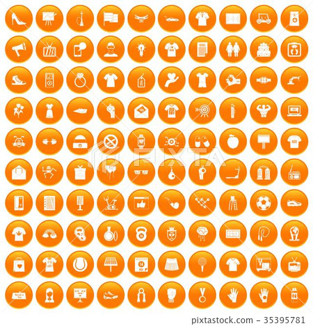 100 t-shirt icons set orange 35395781