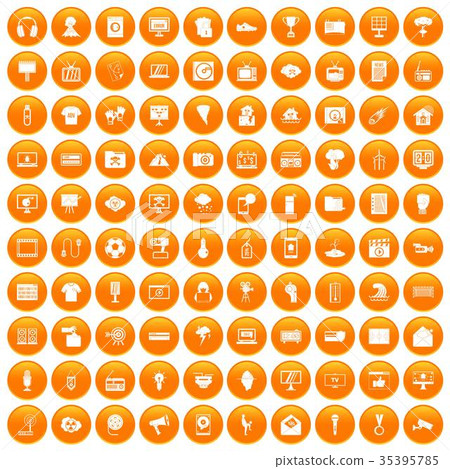 100 TV icons set orange 100 TV icons set orange 35395785