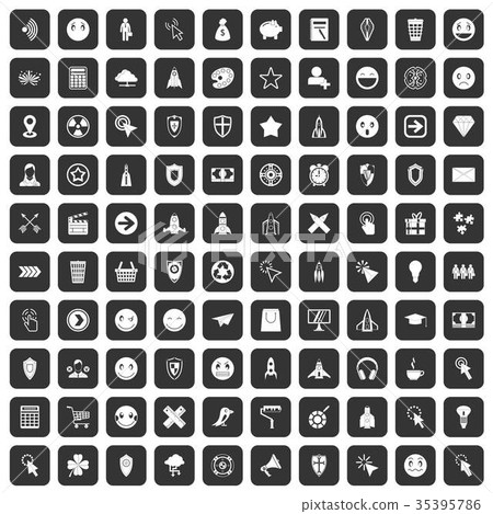 100 interface pictogram icons set black 100 interface pictogram icons set black 35395786
