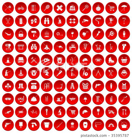 100 tackle icons set red 100 tackle icons set red 35395787