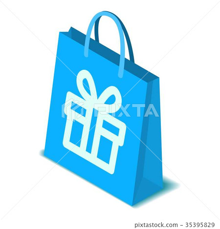 Paper shopping bag icon, isometric style Paper shopping bag icon, isometric style 35395829
