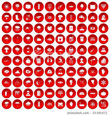 100 thunderstorm icons set red 100 thunderstorm icons set red 35395872