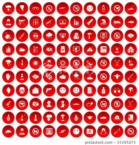 100 tension icons set red 35395873