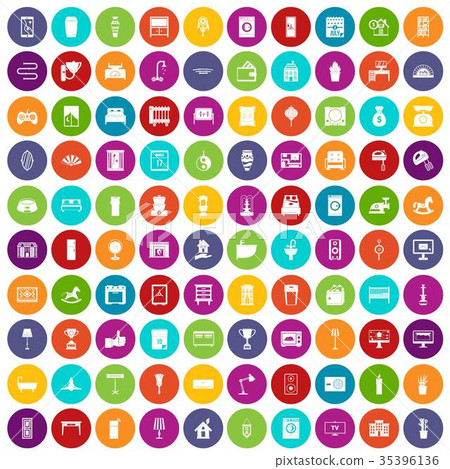 100 interior icons set color 35396136